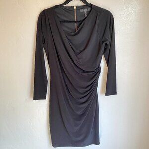 Coast Clothing Draped Neck 3/4 Sleeve Little Black Dress